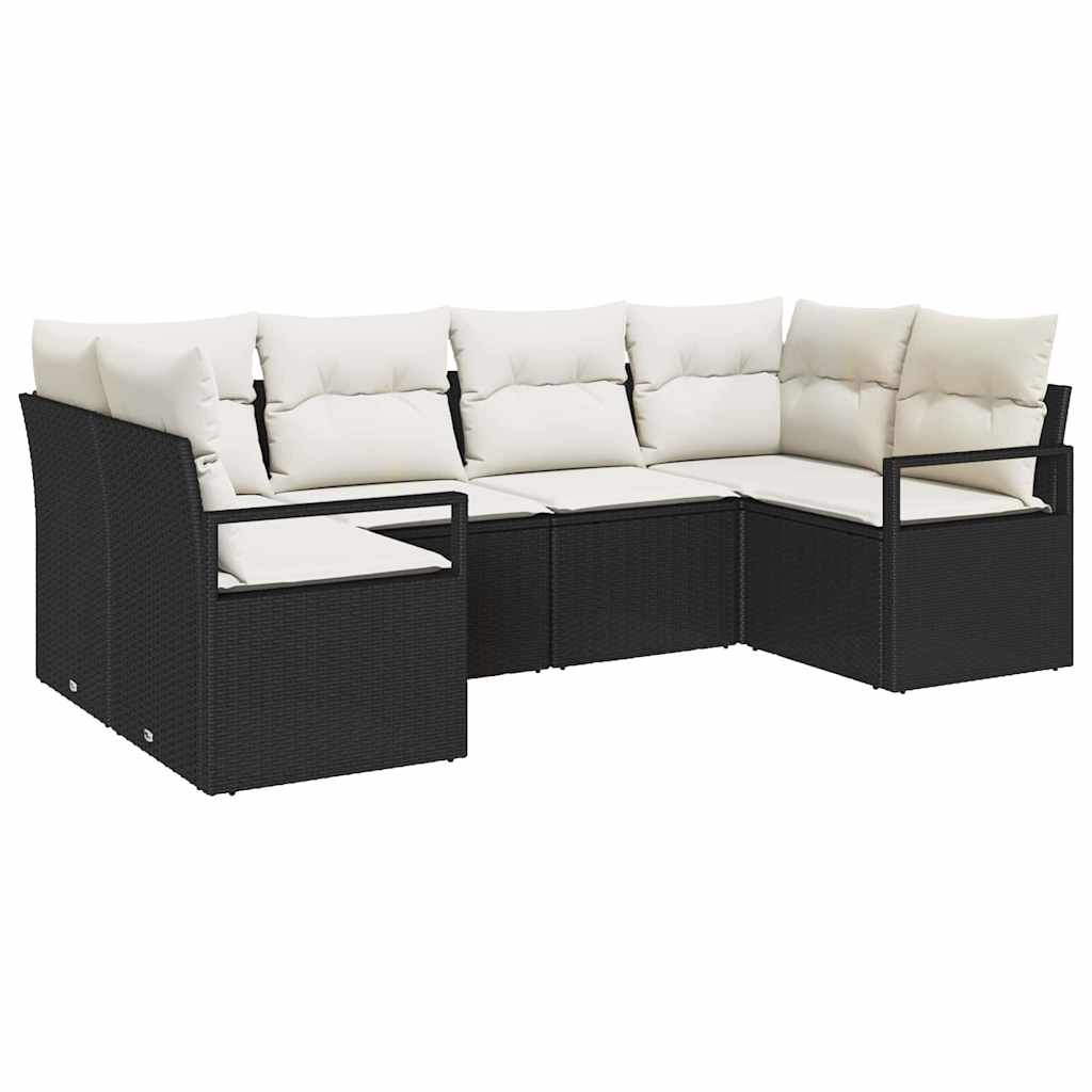 Garten-Sofa-Set mit Kissen mit Speicher 6 pcs Schwarz und Creme